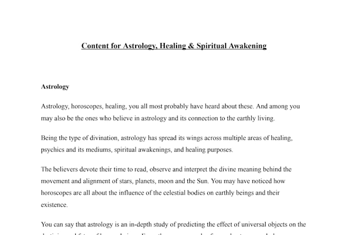 write captivating articles about spirituality, astrology, and healing